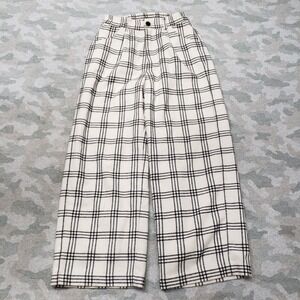 Vintage Avirex Belle Pants Womens Medium White Pockets‎ Check Wide Leg